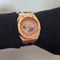 Custom GA-2100 Rose gold Rubber Strap