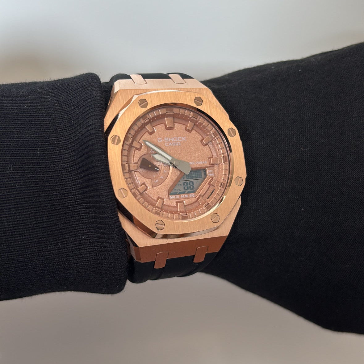 Custom GA-2100 Rose gold Rubber Strap